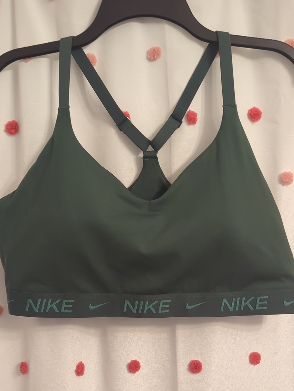 Nike Dark Green Strappy Sports Bra with Branded Elastic Band